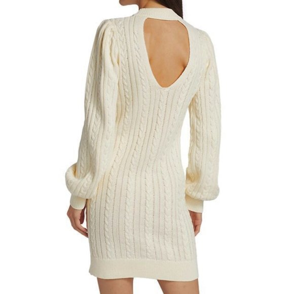 Cableknit Open Back Cotton Sweater Dress - NWT Size L - Picture 7 of 15